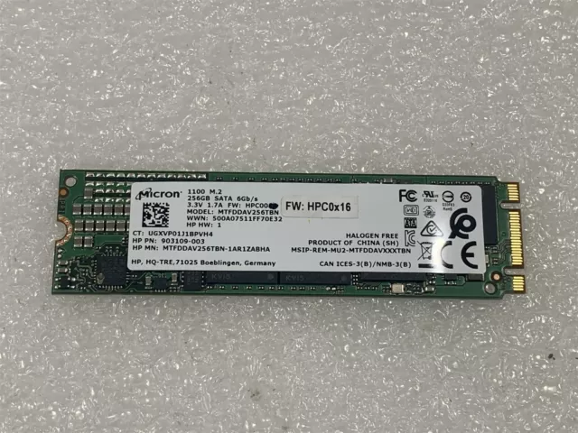HP 917099-001 Micron MTFDDAV256TBN 1100 M.2 SATA 256GB SSD Solid State Drive