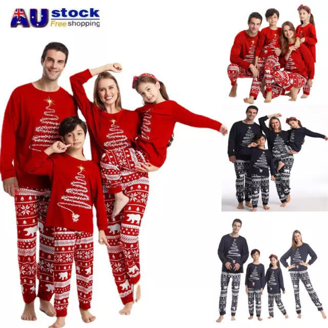 Christmas Family Matching Kids Adult Pajamas Sleepwear Xmas PJs Sets Nightwear