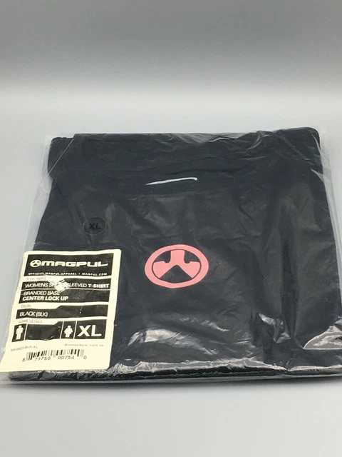 Magpul Short Sleeved T-Shirt Branded Base Center Icon Black Shirt Pink Logo XL