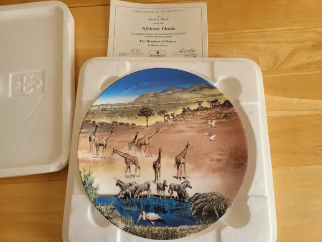 Danbury Mint & Wedgwood The Wonders Of Nature African Oasis Plate & Certificate