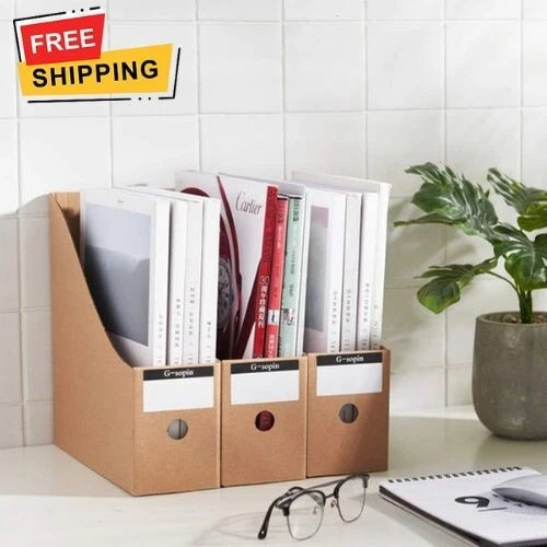 Kraft Magazine File Holder Desk Storage Organizer Magazine Storage Blank 7 Pcs