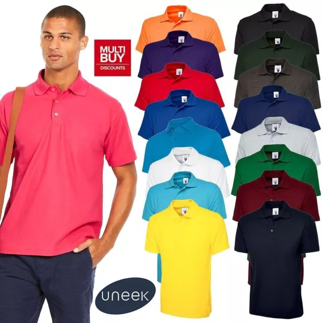 Uneek Mens/Womens/Teenagers Polo Shirt Classic Casual Plain Leisure School UC109