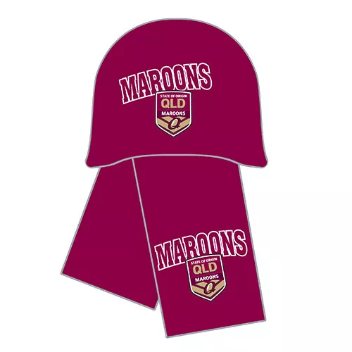 State of Origin QLD Queensland Maroons NRL Infant Scarf and Beanie Set