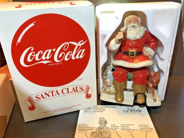 1993 MELODY IN MOTION LTD EDITION COCA COLA SANTA CLAUS w/ FAWN ** NOT WORKING *