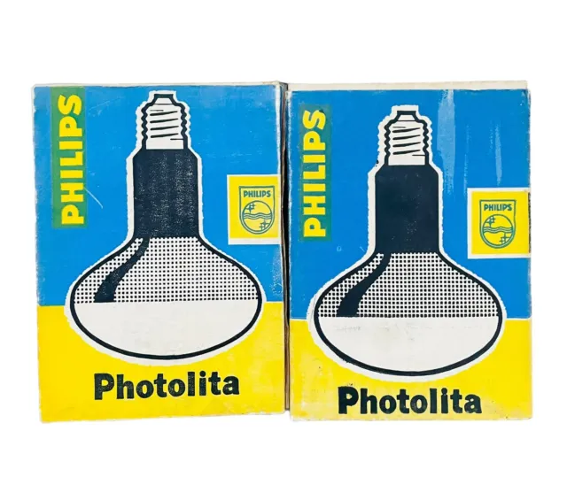 2x Phillips Photolita 500 Watt 240V Photographic Light Bulb  E27 Boxed Untested