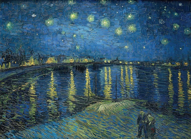 Starry Night over the Rhone by Vincent Van Gogh - Laminated Fine Art Poster - Wa