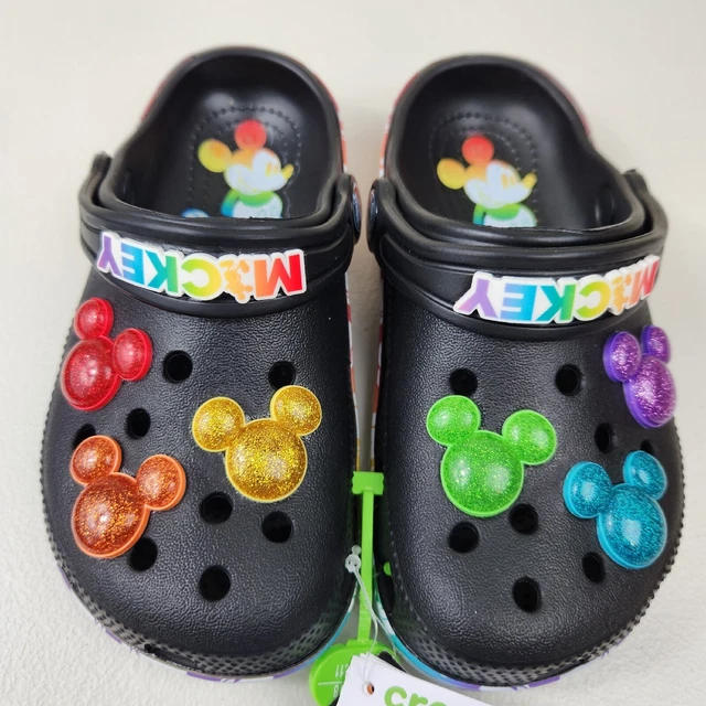 CROCS Size J2 Classic Disney Mickey Mouse Rainbow Celebration NWT