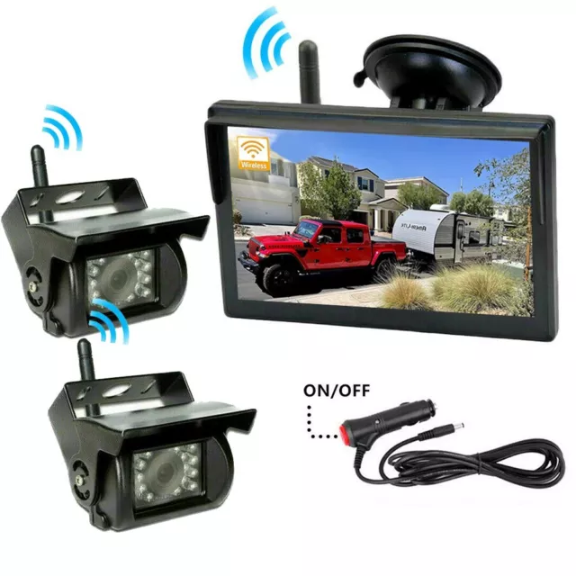 5" Wireless Rear View Kit HD LCD Monitor+Reverse Camera For Truck Caravan VAN RV