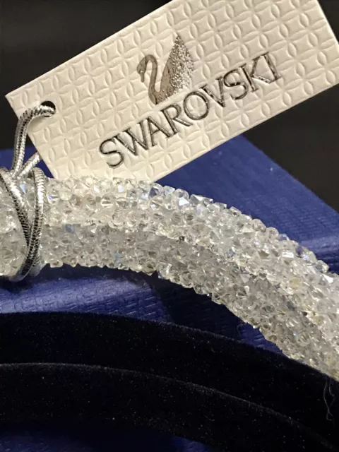 Swarovski Crystal Dust Double Wrap Cuff Bracelet White Silver Medium