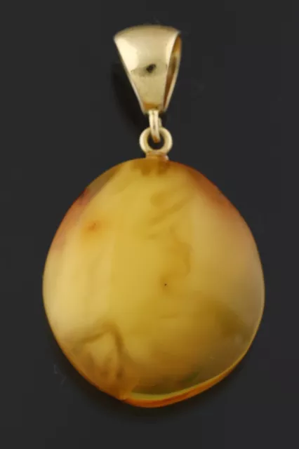 Genuine BALTIC AMBER Egg Yolk Honey Gold Plated Silver Pendant 5.8g 230112-11