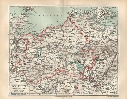 MECKLENBURG SCHWERIN STRELITZ Rostock  LANDKARTE  1906