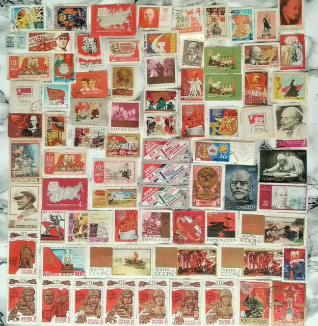 89 Original Russian Soviet USSR RKKA VLKSM WW2 Red Star Lenin Postage Stamps