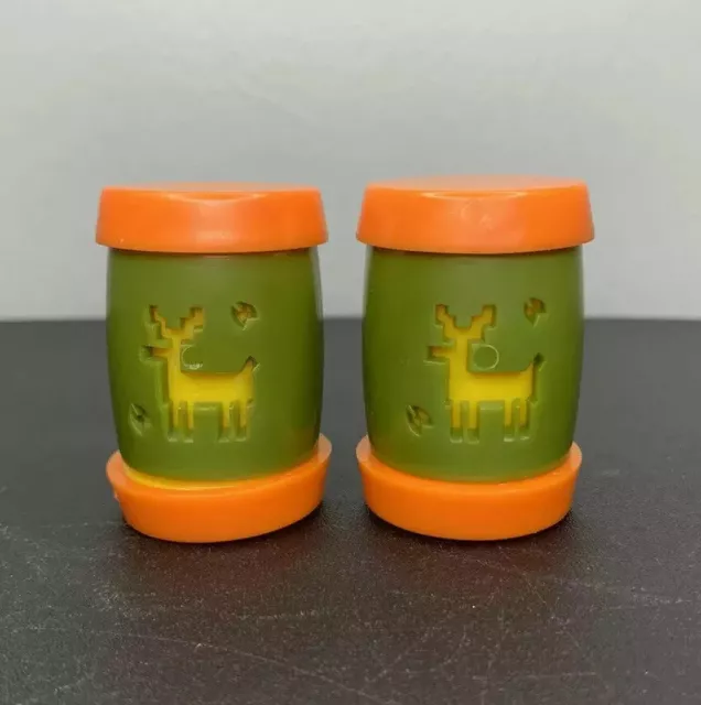 Vtg St. Labre Indian School Salt & Pepper Shaker Set Ashland Montana Grn/Orange