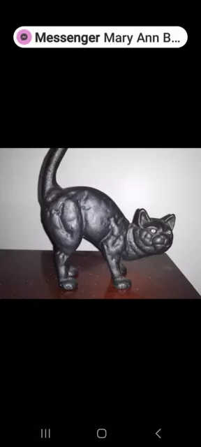 Antique Cast Iron Halloween BLACK CAT Door Stop. HUBLEY?