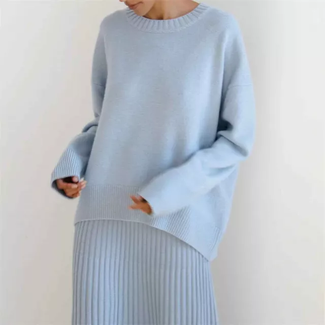 Frauen 2023 lose und weich gestrickt obere farbige Crewneck --Pullover lässig