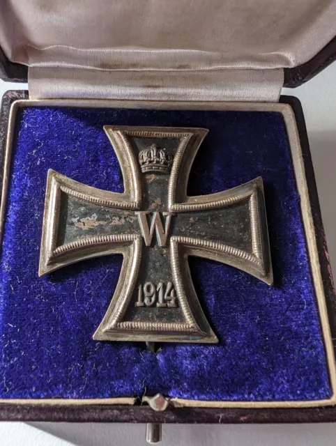 WK1 Preußen Orden Eisernes Kreuz 1. Klasse 1914 im Verleihungsetui, EK1, KO