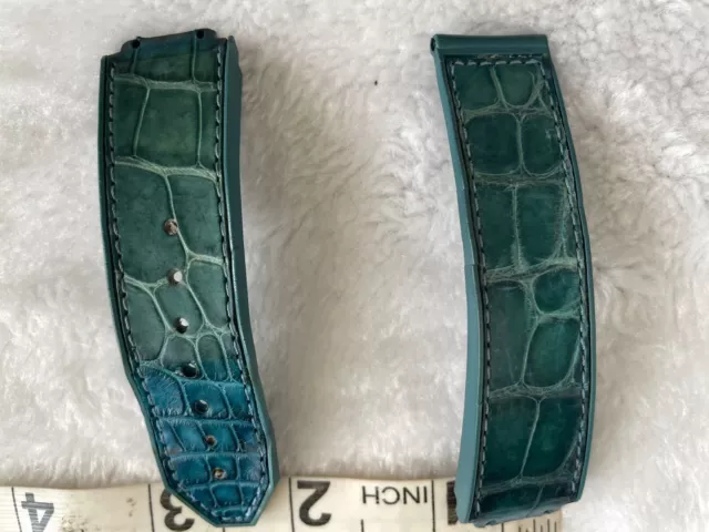 Rare Authentic Hublot Classic Fusion Green Teal Alligator/Rubber Watch Strap!!