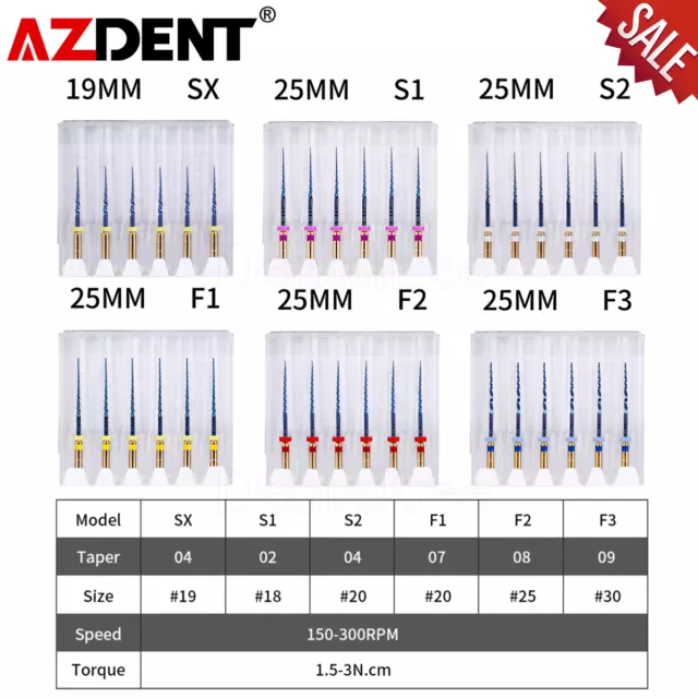 AZDENT Dental Engine Use Rotary Heat Activated Canal Root Endodontic Files