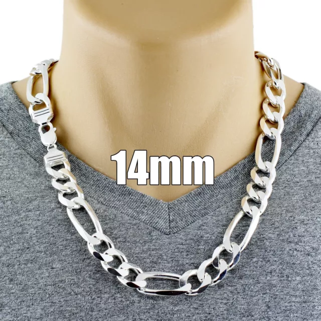 Italian Solid Sterling Silver Figaro Link Chain Necklace 925 Silver Chain  UNISEX