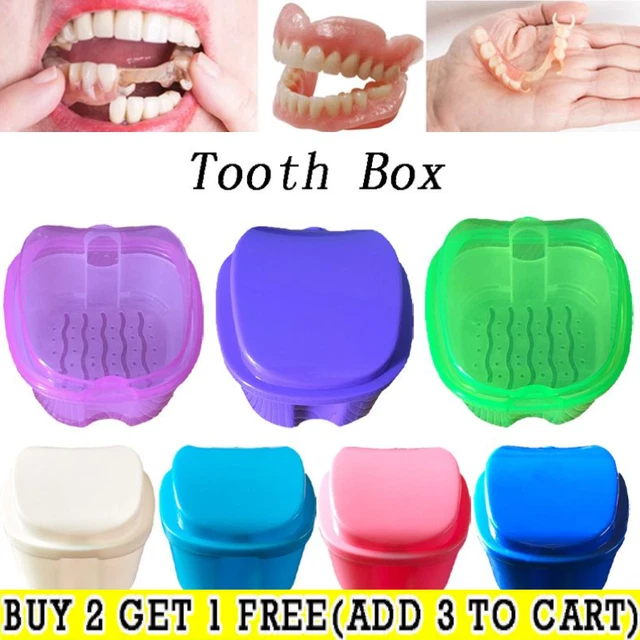 PRACTICAL DENTURE BATH Case Dental False Teeth Storage Box Hanging Net