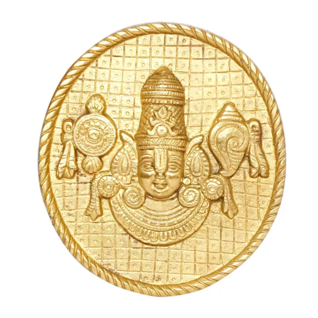 Golden Lord Tirupati Balaji Venkateswara with Shankh Chakra Wall Hanging Murti