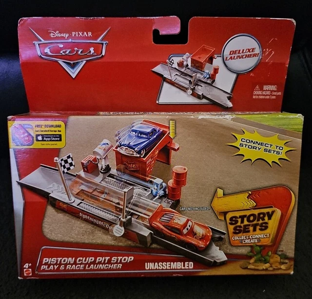 DISNEY PIXAR CARS Story Sets - PISTON CUP PIT STOP Play n Race Launcher ...