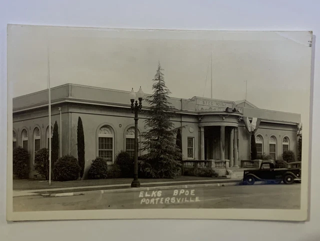 Real Photo Postcard Elks Lodge Portersville California Old Truck RPPC BPOE