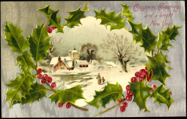 Weihnachten & Neujahr 1907 Winter Landschaft Christmas and New Year Ak No.390