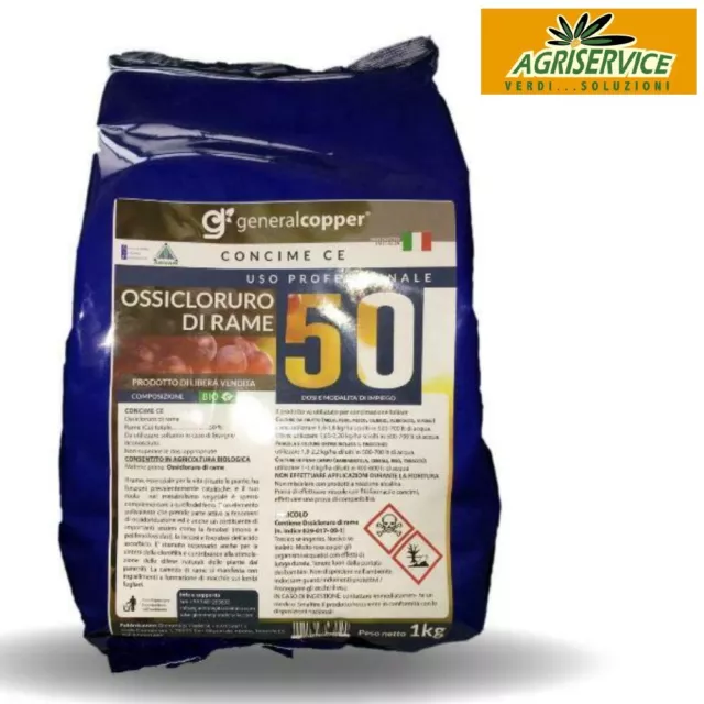 Ossicloruro di rame 50% Fungicida Concime 1 kg COLORE BLU agricoltura biologica