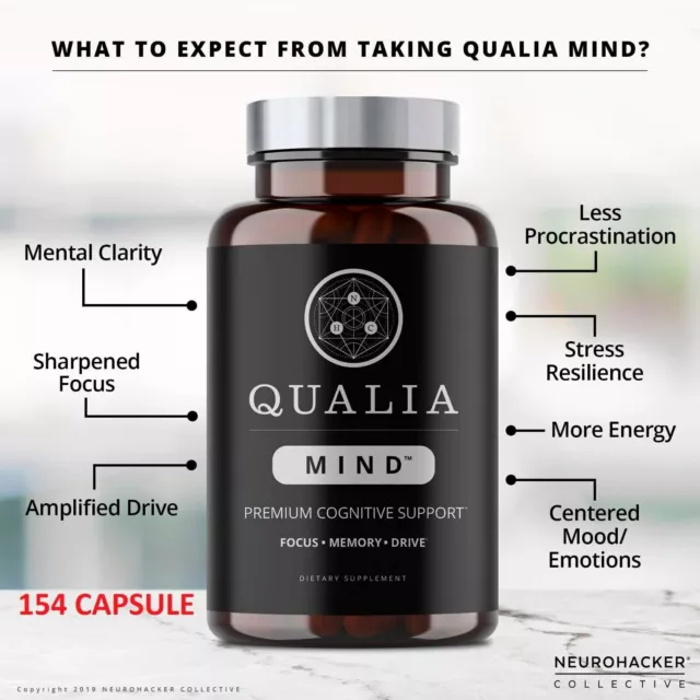 Qualia Mind Brain Supplement Nootropics - 154 Capsules - New - Large - Exp 08-24