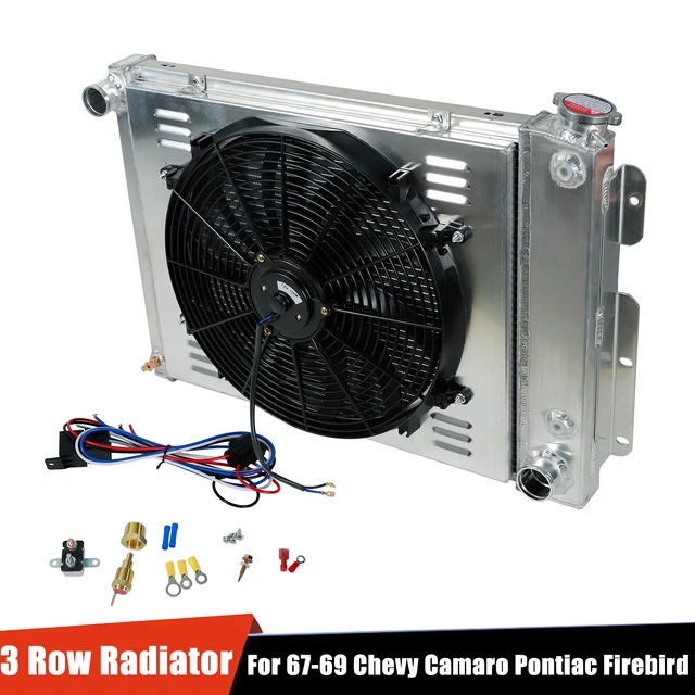 RADIATOR 3 ROW Aluminum+Shroud Fan Relay For 6769 Chevy Camaro Pontiac