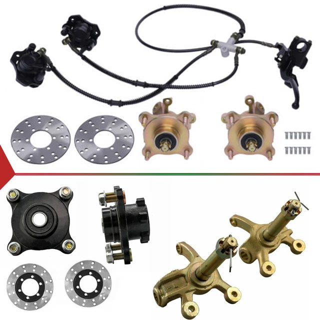 For ATV Go Kart Quad Front Steering Knuckle+4 Stud Wheel Hub+Brake Caliper Rotor