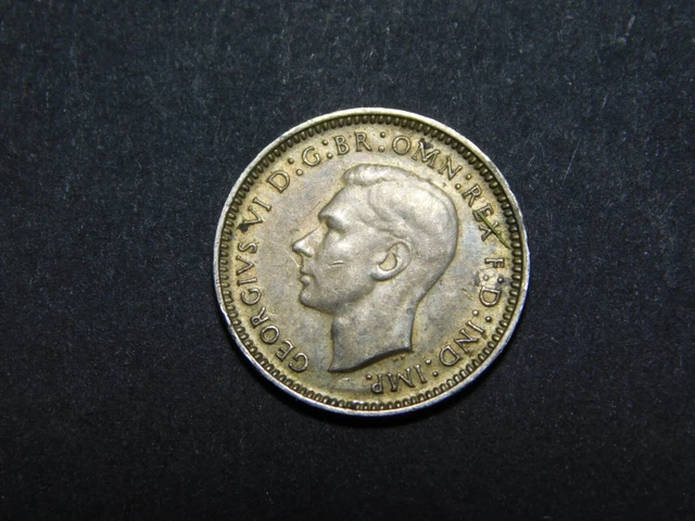 Vintage Wwii  1943 D King George Vi 3 Pence Uk Great Britain England Silver Coin