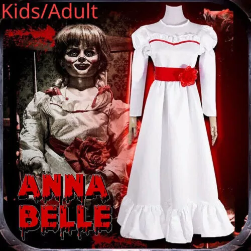 ANNABELLE The Conjuring Doll Adult Kids Costume Fancy Dress Halloween Cosplay