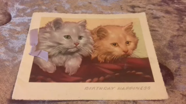 Vintage Cat Birthday greetings  card