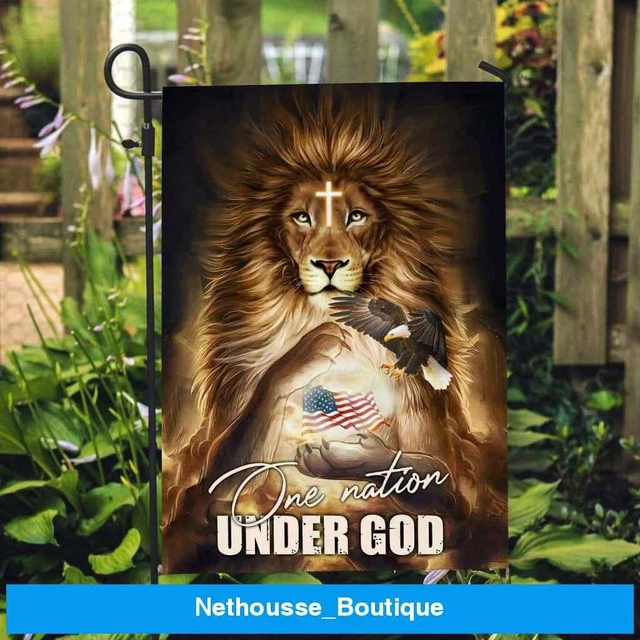 Lion Of Judah One Nation Under God Jesus Us Flag Garden Flag