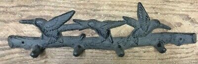 Bird Coat Keys Hooks Wall Rack rustic cast iron hanger Garden Deck antique style