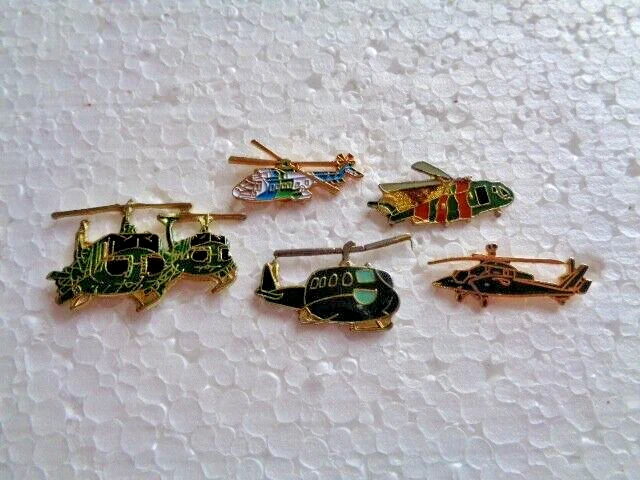 Job lot of 5 Military Helicopter shaped metal lapel pins