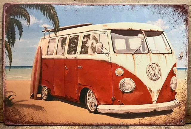 Bus VW Metal Wall Sign 12" x 8"