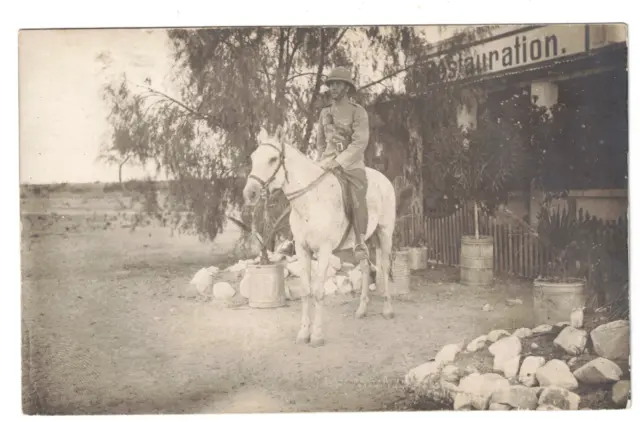 3S DOA Schutztruppe Soldat auf Pferd mit Tropenhelm 1916 Restauration Ostafrika