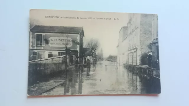 CPA - 94 - CHAMPIGNY-SUR-MARNE : Inondations de 1910 - Avenue Carnot