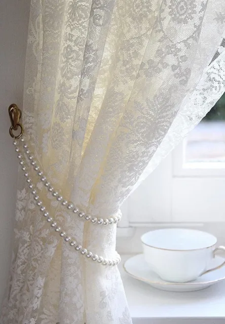 Beautiful Pearl Beaded Curtain Holder tieback White for Home decor Set of 2 no