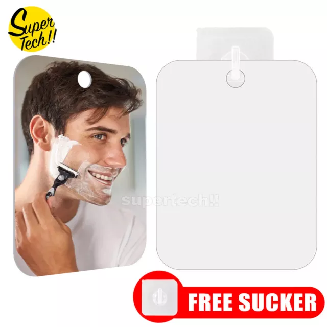 1/3Acrylic Anti-Fog Fog Free Shower Mirror Fogless Shaving Shave Mirror Bathroom