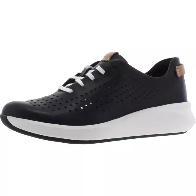 CLARKS WOMEN'S UN Rio Tie Perforated Leather Ortholite Sneaker Black ...