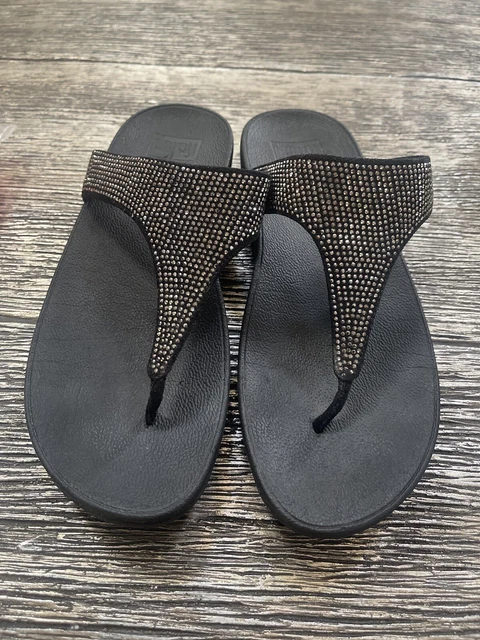 FitFlop Lulu Crystal Embellished Flip Flop Thong Sandals Women's Rokkit SZ 9