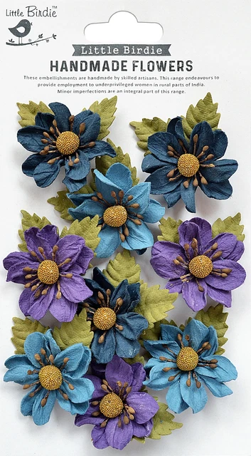 Little Birdie Wendy Paper Flowers 9/Pkg-Purple Passion - 3 Pack