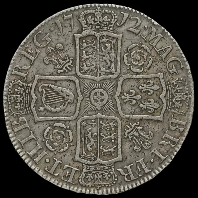 1712 Queen Anne Early Milled Silver Half Crown 2