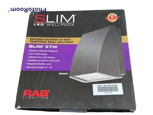 🔥 RAB • SLIM 37W • Cool LED Wallpack •  5000K • Wall Lighting • Bronze