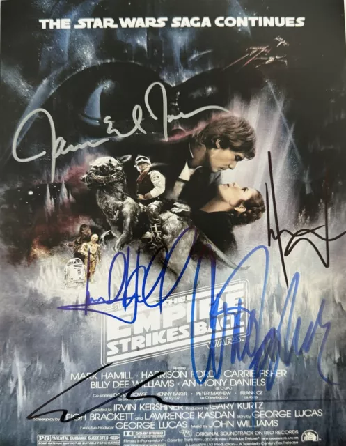 Star Wars The Empire Strikes Back Signed 8x10 W/COA!! Hamill Ford Fisher Lucas