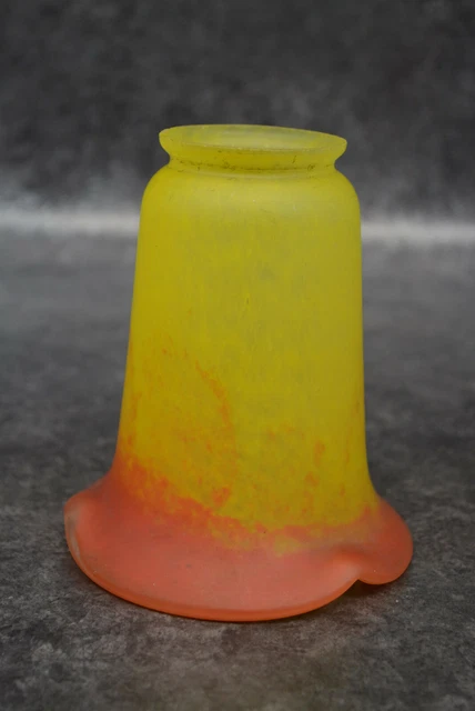 Ancienne Tulipe En Pate De Verre Jaune Et Orange